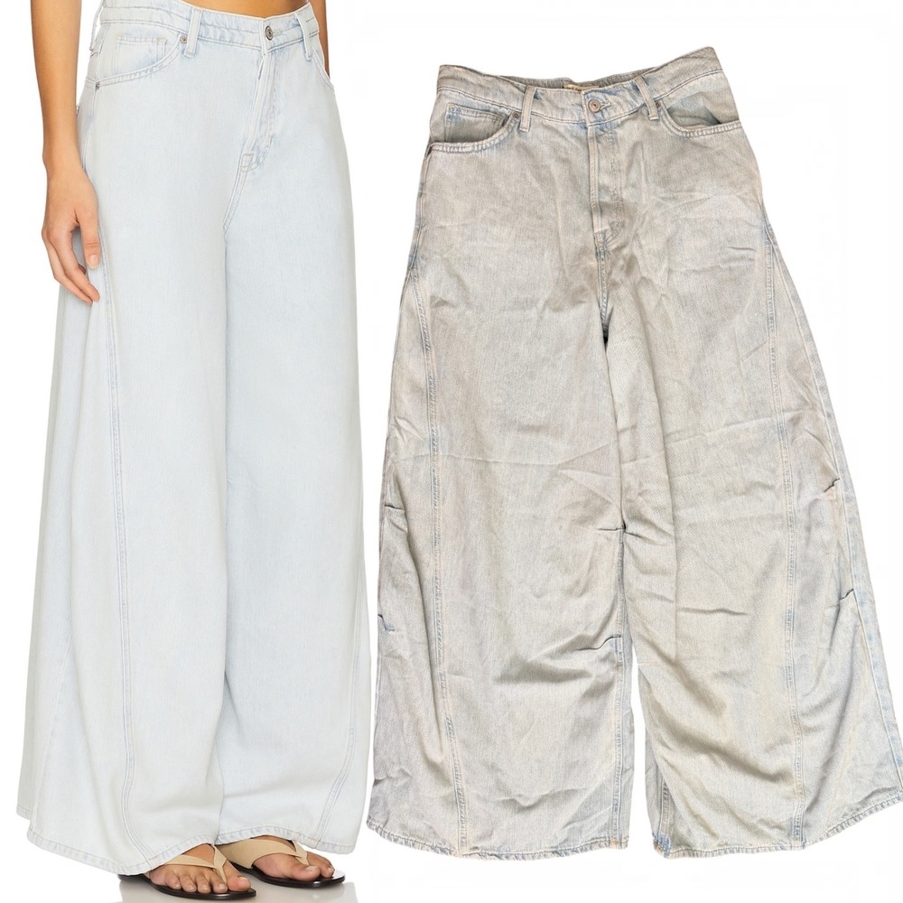 We The Free Good Luck Mid-Rise Barrel Extreme Wide Leg Jeans Light Wash 30